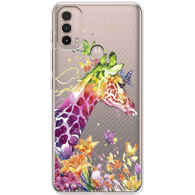 Прозрачный чехол BoxFace Motorola E40 Colorful Giraffe