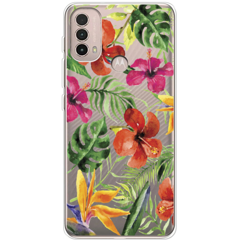 Прозрачный чехол BoxFace Motorola E40 Tropical Flowers