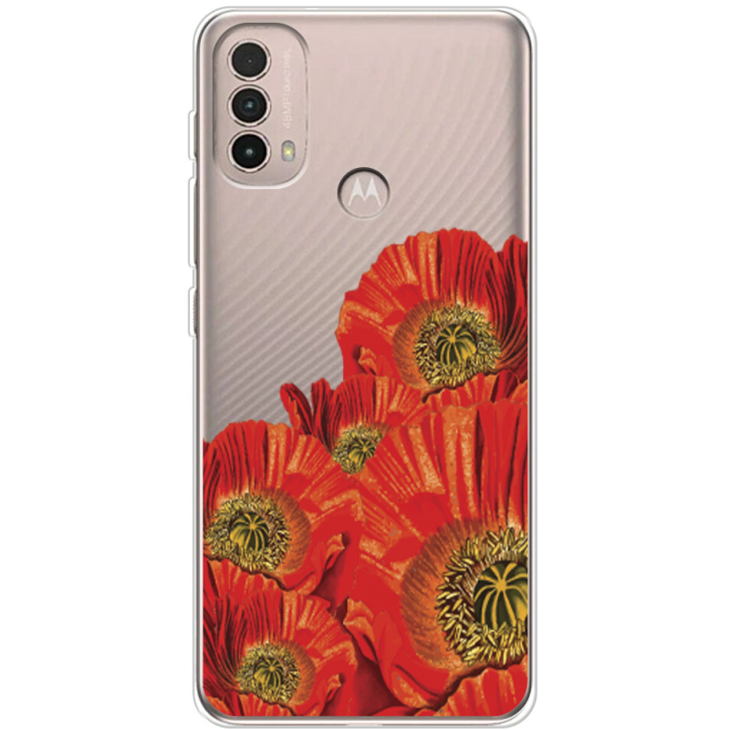 Прозрачный чехол BoxFace Motorola E40 Red Poppies