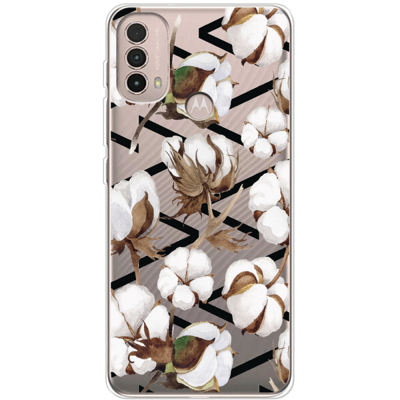 Прозрачный чехол BoxFace Motorola E40 Cotton flowers