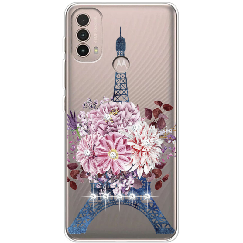 Чехол со стразами Motorola E40 Eiffel Tower