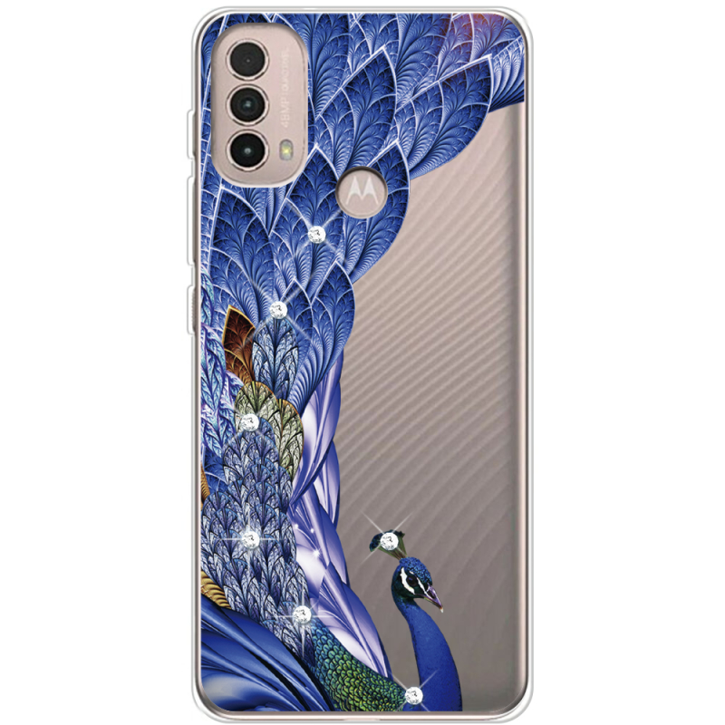 Чехол со стразами Motorola E40 Peafowl