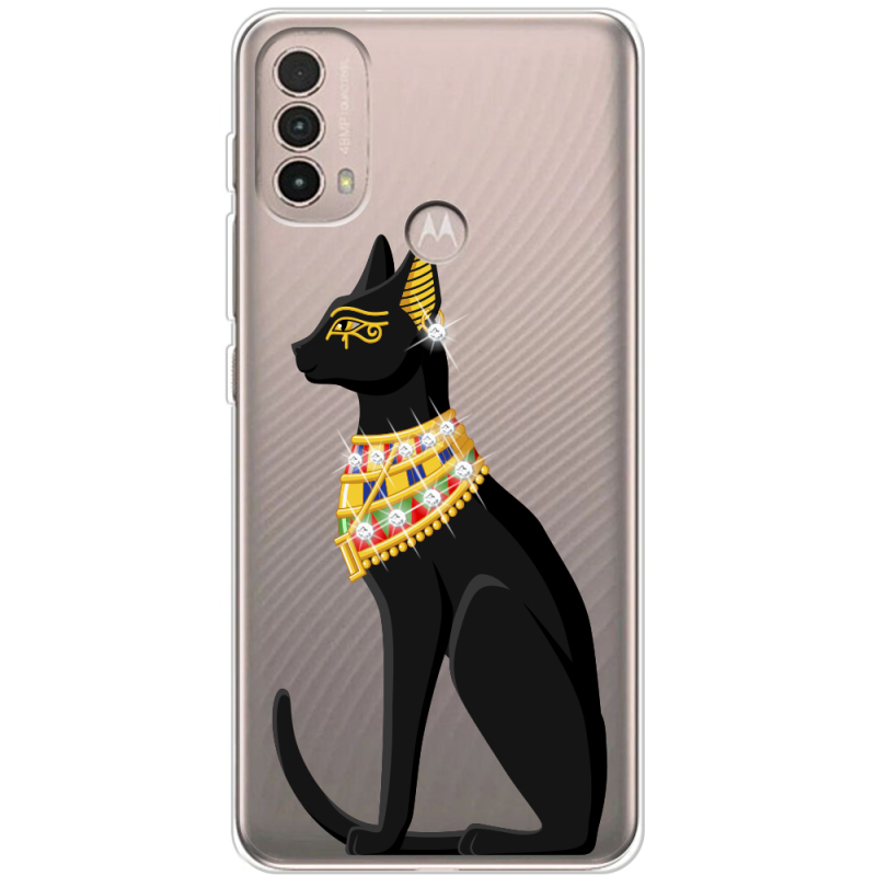 Чехол со стразами Motorola E40 Egipet Cat