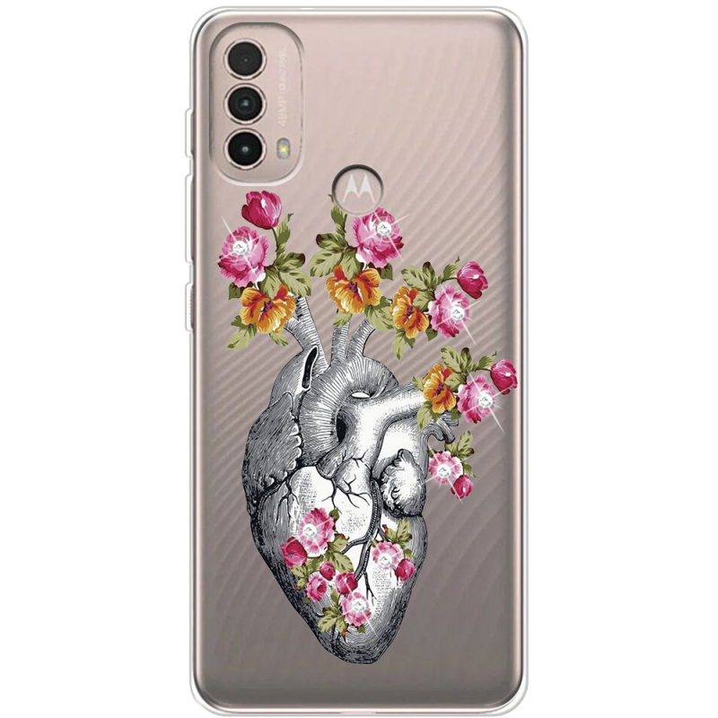 Чехол со стразами Motorola E40 Heart