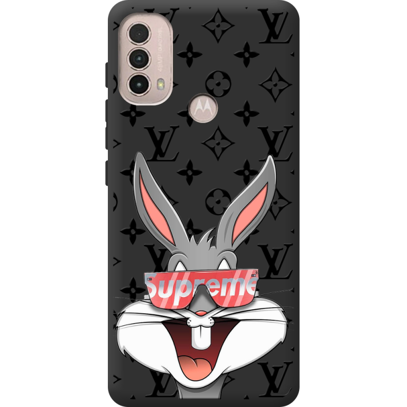 Черный чехол BoxFace Motorola E40 looney bunny