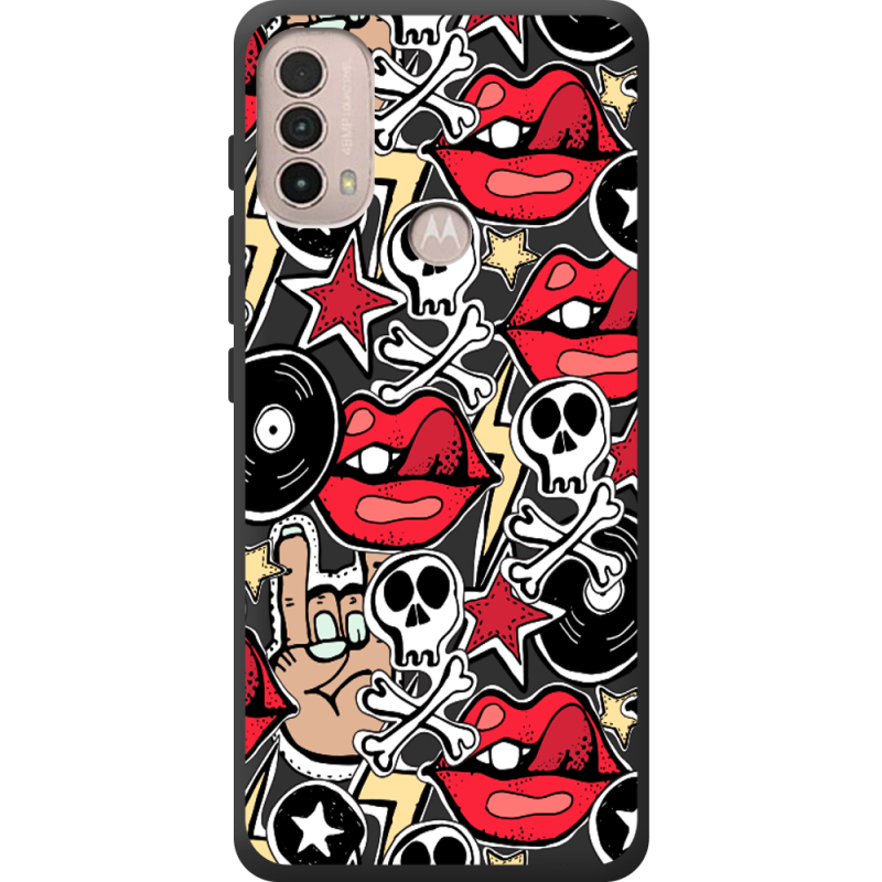 Черный чехол BoxFace Motorola E40 Rock Graffiti