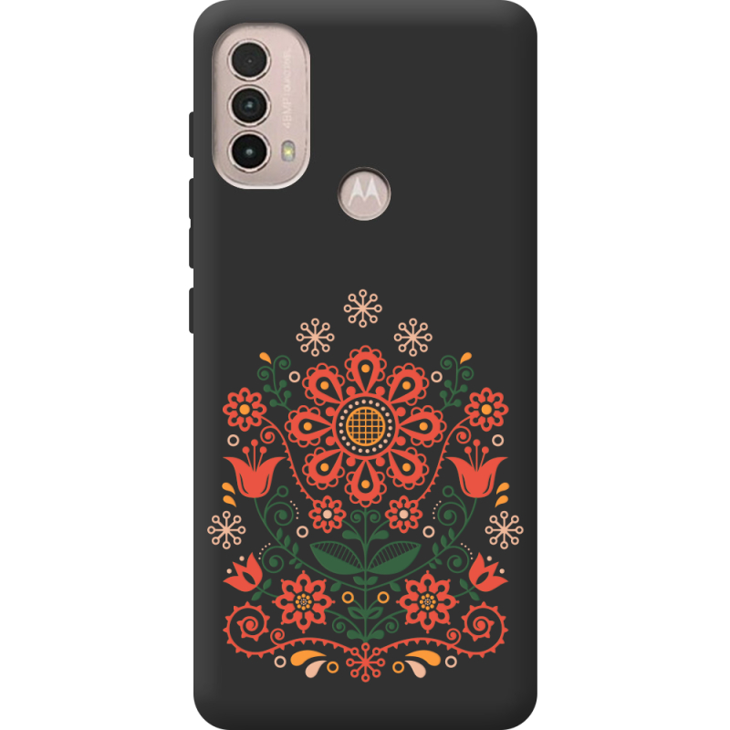 Черный чехол BoxFace Motorola E40 Ukrainian Ornament