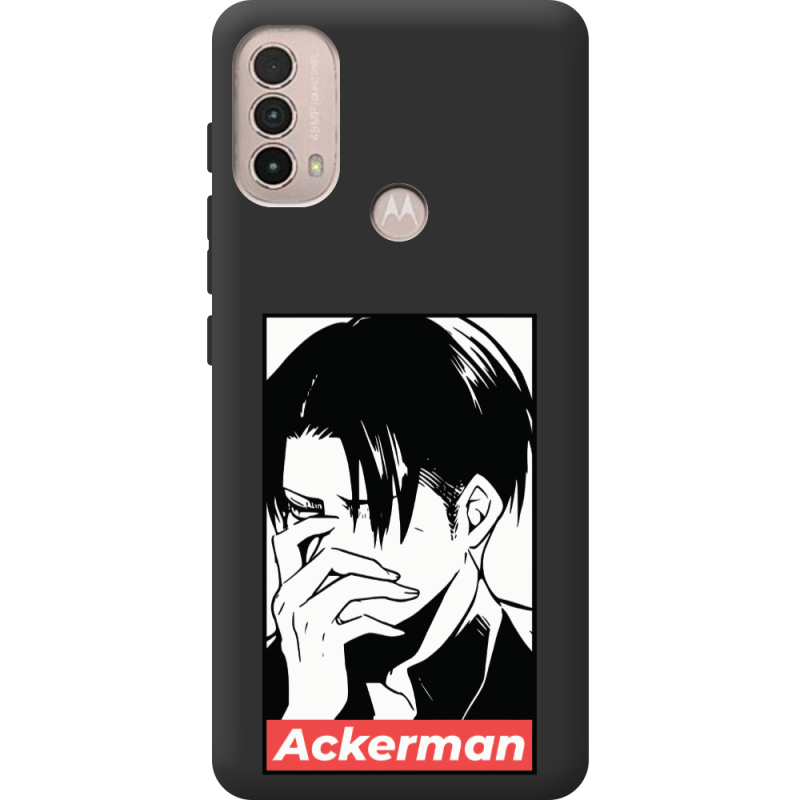 Черный чехол BoxFace Motorola E40 Attack On Titan - Ackerman