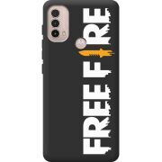 Черный чехол BoxFace Motorola E40 Free Fire White Logo