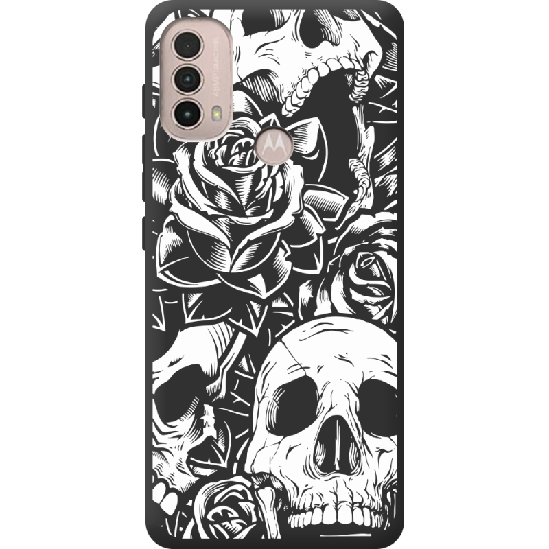 Черный чехол BoxFace Motorola E40 Skull and Roses