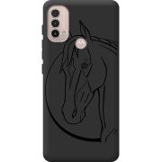 Черный чехол BoxFace Motorola E40 Horse