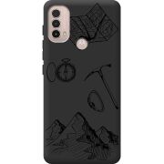 Черный чехол BoxFace Motorola E40 Mountains