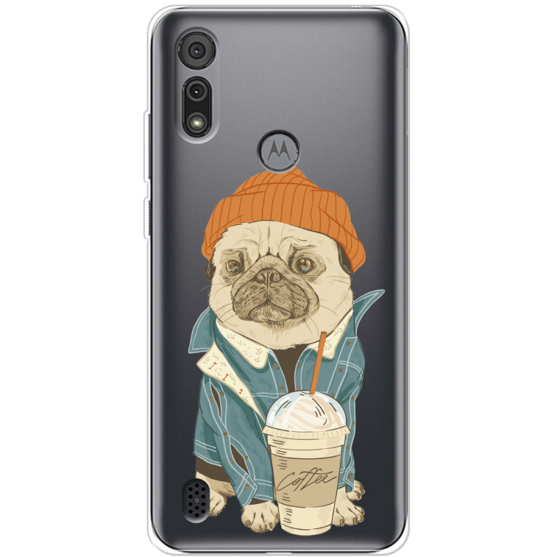 Прозрачный чехол BoxFace Motorola E6S Dog Coffeeman