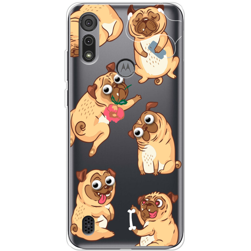 Прозрачный чехол BoxFace Motorola E6S с 3D-глазками Pug