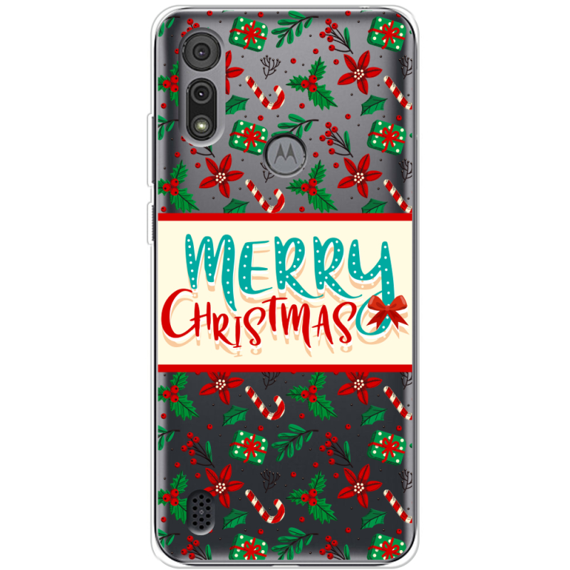 Прозрачный чехол BoxFace Motorola E6S Vintage Christmas Pattern