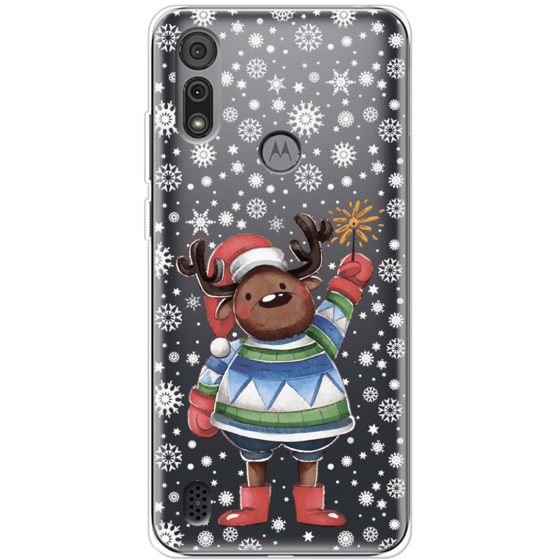 Прозрачный чехол BoxFace Motorola E6S Christmas Deer with Snow