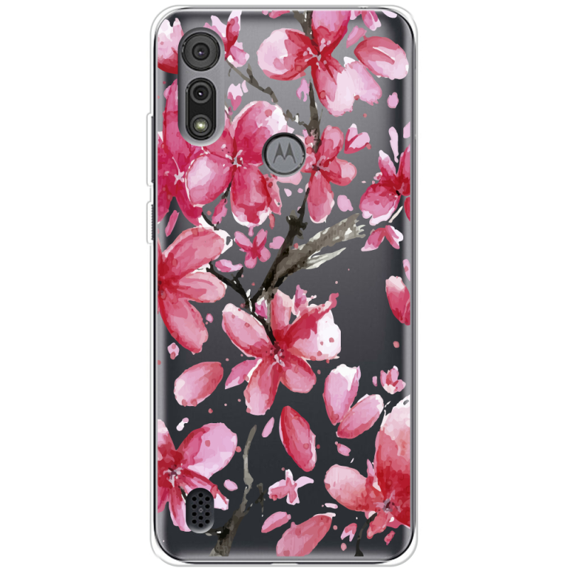 Прозрачный чехол BoxFace Motorola E6S Pink Magnolia