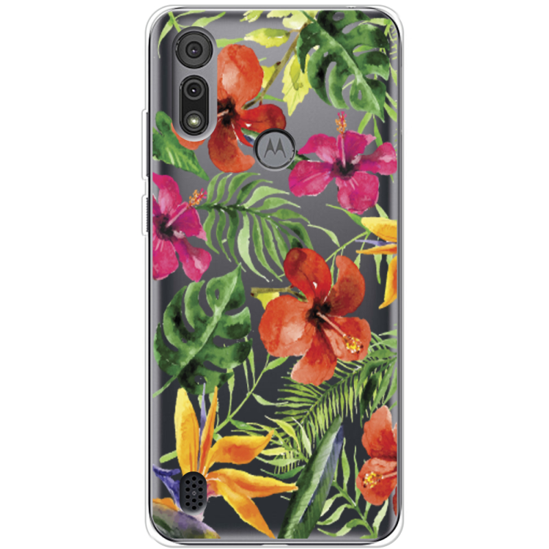 Прозрачный чехол BoxFace Motorola E6S Tropical Flowers