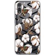 Прозрачный чехол BoxFace Motorola E6S Cotton flowers