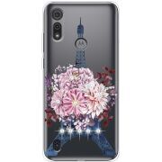 Чехол со стразами Motorola E6S Eiffel Tower