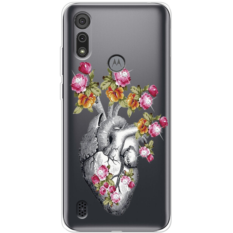 Чехол со стразами Motorola E6S Heart