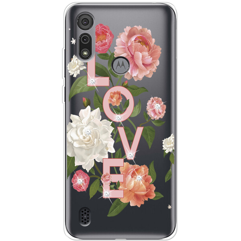 Чехол со стразами Motorola E6S Love