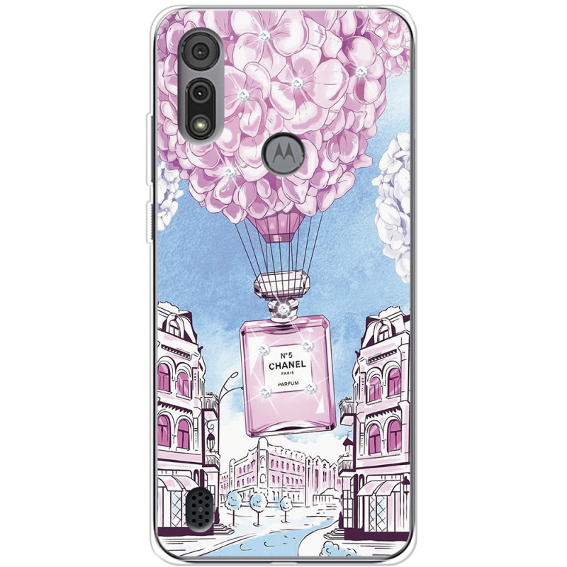 Чехол со стразами Motorola E6S Perfume bottle