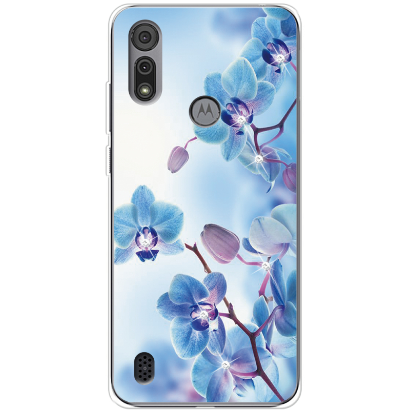 Чехол со стразами Motorola E6S Orchids