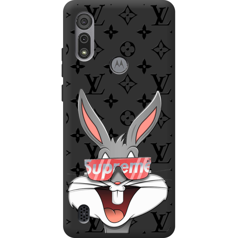 Черный чехол BoxFace Motorola E6S looney bunny