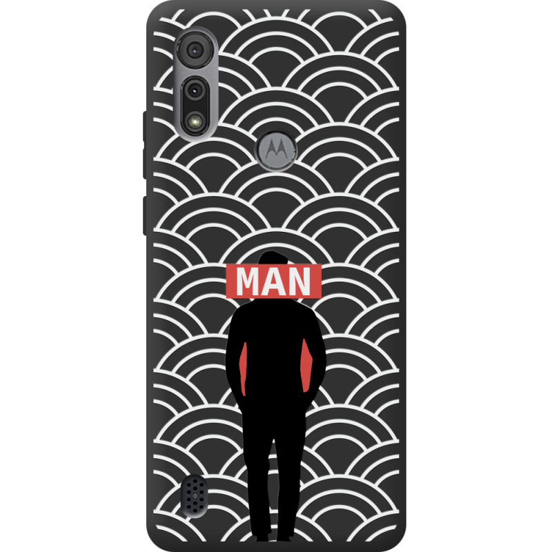 Черный чехол BoxFace Motorola E6S Man Pattern