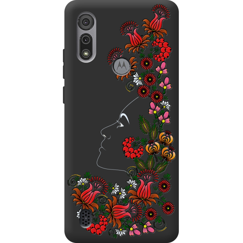 Черный чехол BoxFace Motorola E6S 3D Ukrainian Muse