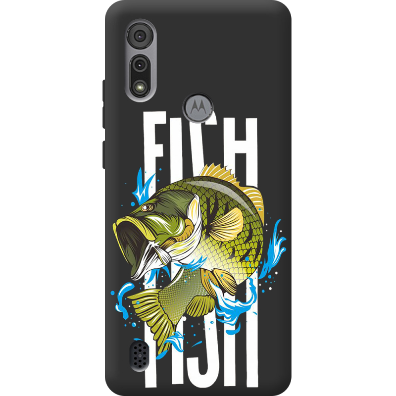 Черный чехол BoxFace Motorola E6S Fish