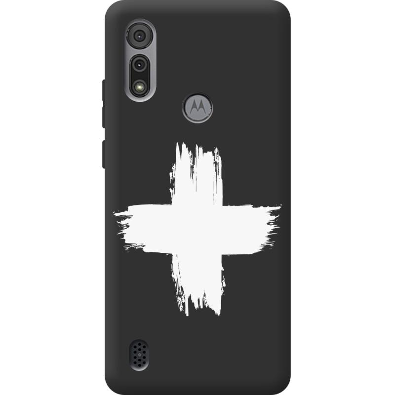 Черный чехол BoxFace Motorola E6S Білий хрест ЗСУ