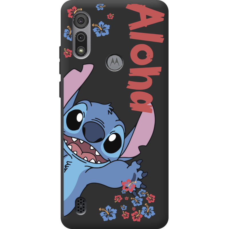 Черный чехол BoxFace Motorola E6S Гавайський друг Stich