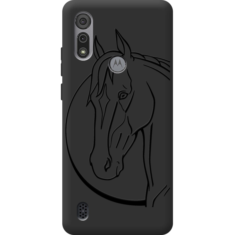 Черный чехол BoxFace Motorola E6S Horse