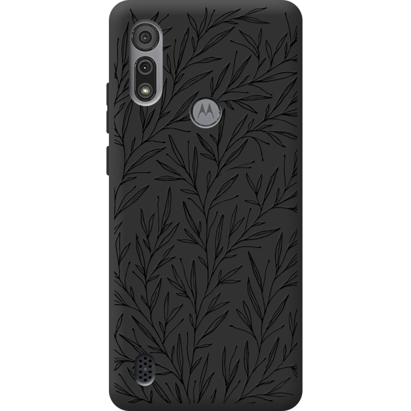 Черный чехол BoxFace Motorola E6S Leaves