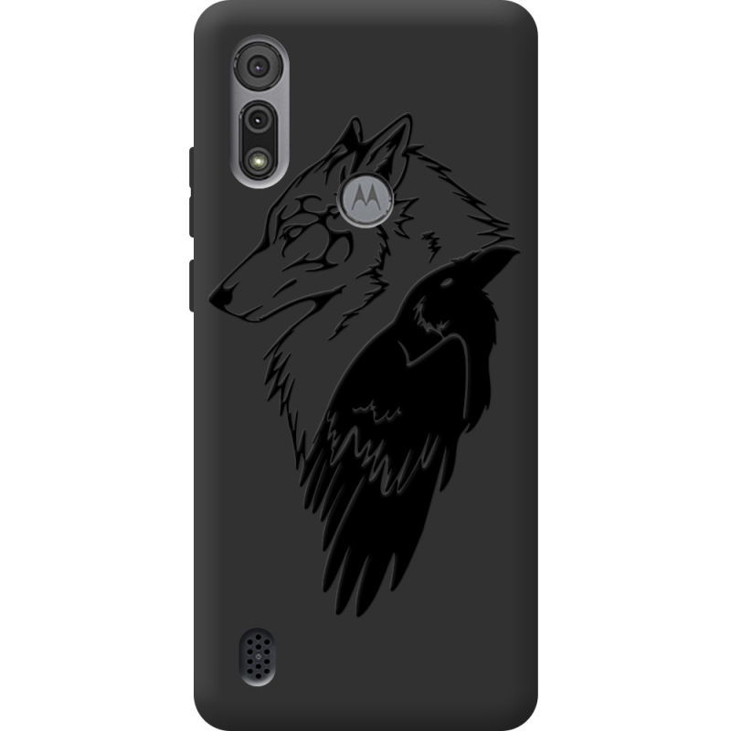 Черный чехол BoxFace Motorola E6S Wolf and Raven