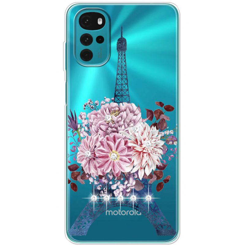 Чехол со стразами Motorola G22 Eiffel Tower