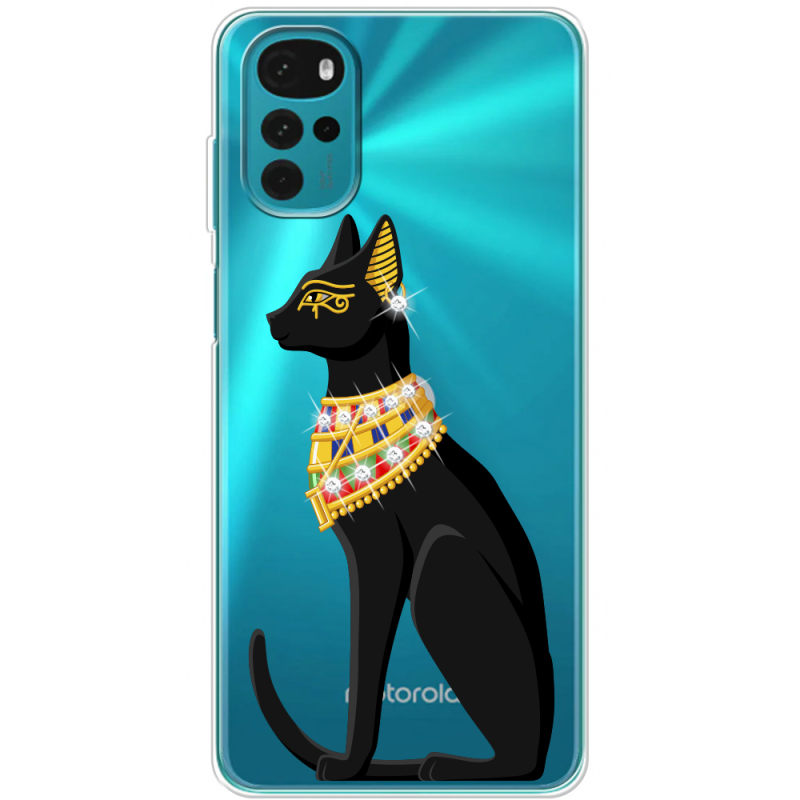 Чехол со стразами Motorola G22 Egipet Cat