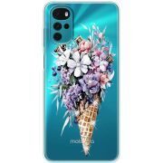 Чехол со стразами Motorola G22 Ice Cream Flowers