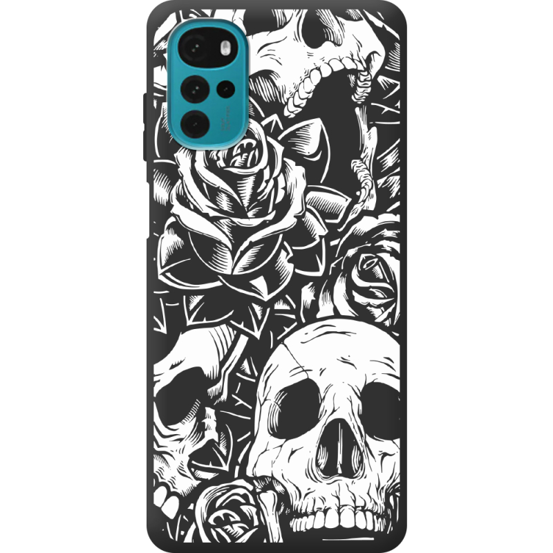 Черный чехол BoxFace Motorola G22 Skull and Roses