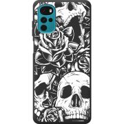 Черный чехол BoxFace Motorola G22 Skull and Roses