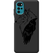 Черный чехол BoxFace Motorola G22 Wolf and Raven