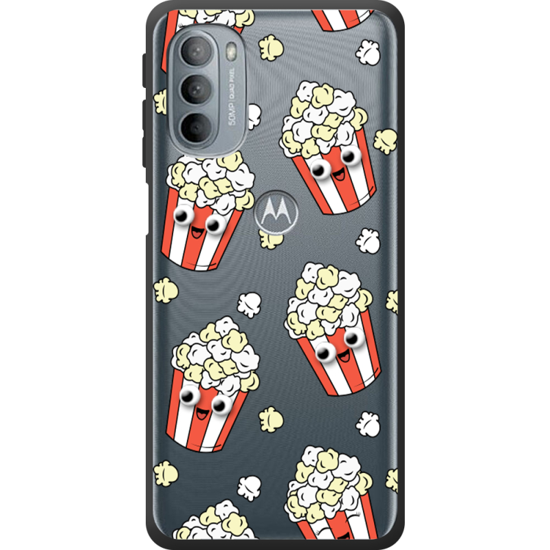 Прозрачный чехол BoxFace Motorola G31 с 3D-глазками Popcorn