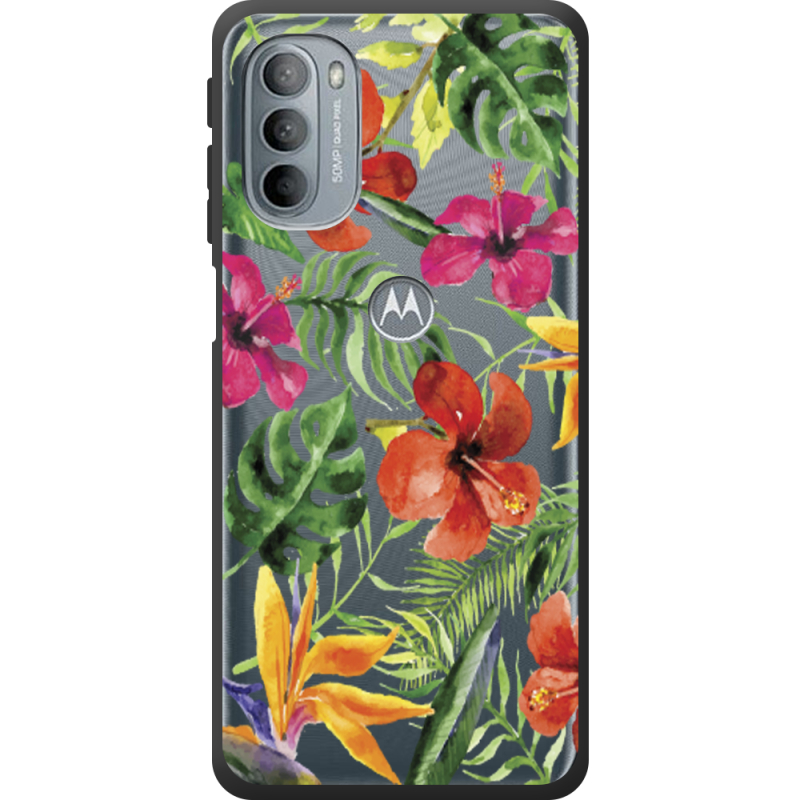 Прозрачный чехол BoxFace Motorola G31 Tropical Flowers