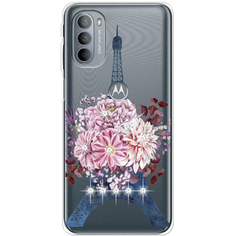 Чехол со стразами Motorola G31 Eiffel Tower