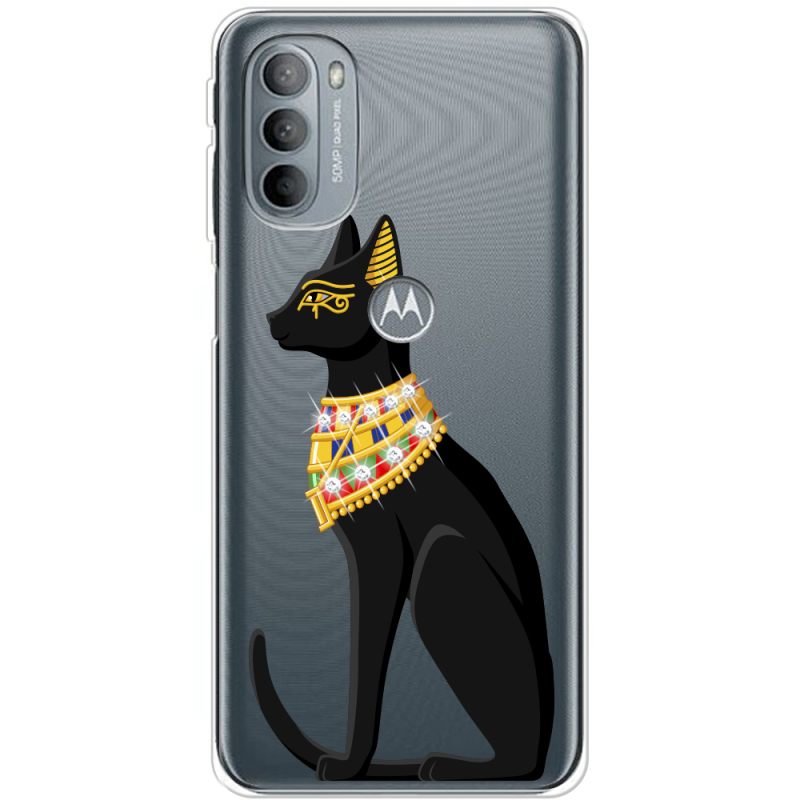 Чехол со стразами Motorola G31 Egipet Cat