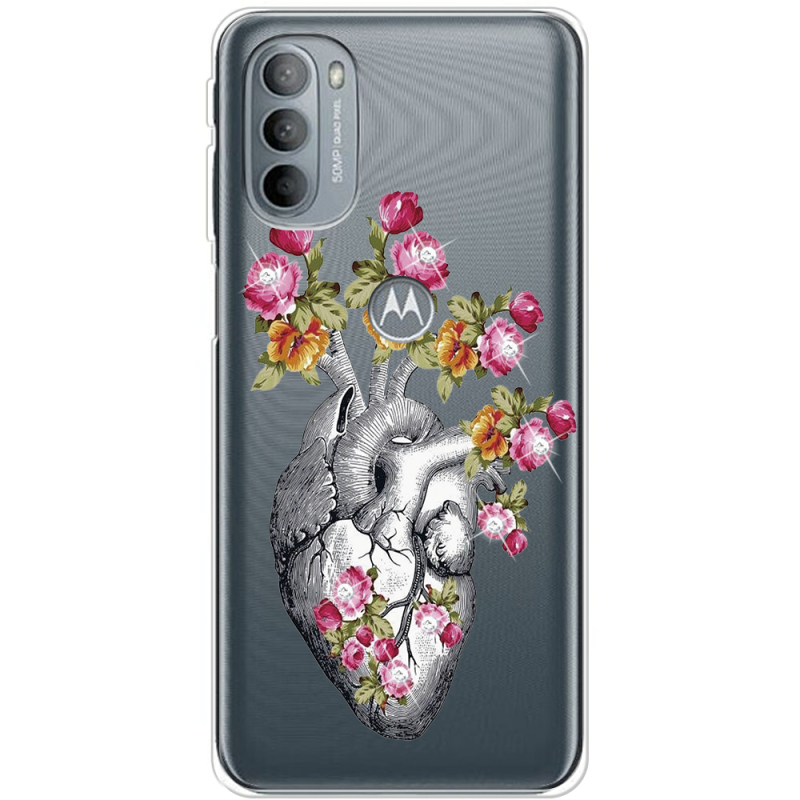 Чехол со стразами Motorola G31 Heart