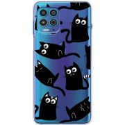 Прозрачный чехол BoxFace Motorola G100 с 3D-глазками Black Kitty