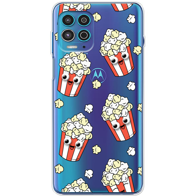 Прозрачный чехол BoxFace Motorola G100 с 3D-глазками Popcorn